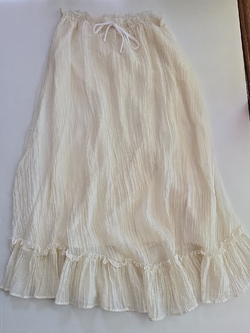 12th Tribe Dahlia Baby Yellow Cream Ruffled Maxi Skirt Elegant Boho Style, M - Picture 2 of 9
